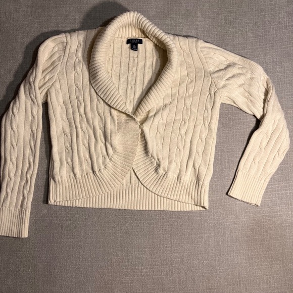 Chaps Sweaters - Chaps Cable Knit‎ Shawl Collar Cardigan Cream XL Cotton Polyester Sparkle